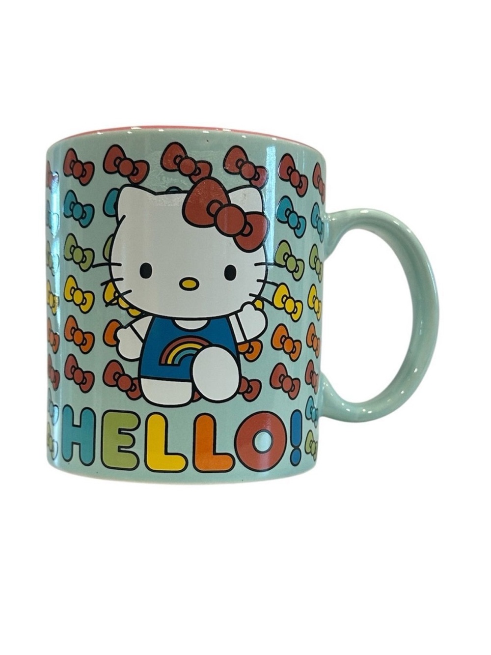 Hello Kitty Sanrio Hello Rainbows Coffee Mug 20 Ounce Ceramic Mug Bows NEW